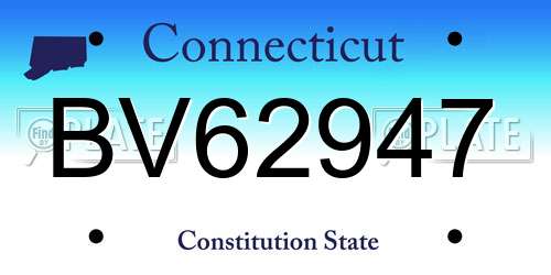 BV62947 Connecticut License Plate