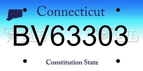 BV63303 Connecticut License Plate