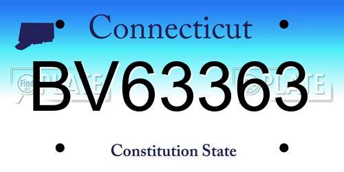 BV63363 Connecticut License Plate