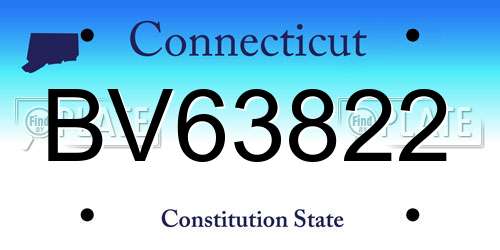BV63822 Connecticut License Plate