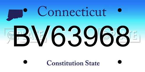 BV63968 Connecticut License Plate