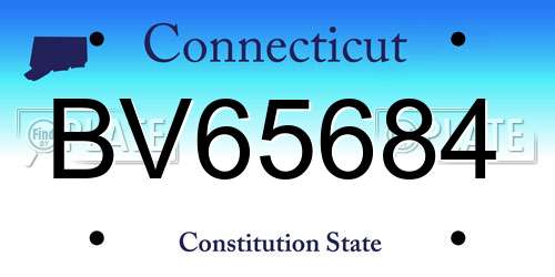BV65684 Connecticut License Plate