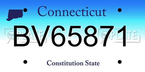 BV65871 Connecticut License Plate