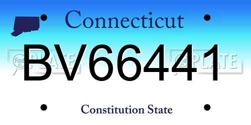 BV66441 Connecticut License Plate
