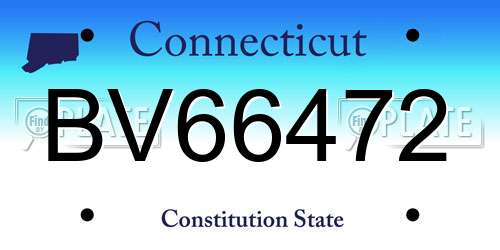 BV66472 Connecticut License Plate