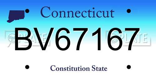 BV67167 Connecticut License Plate