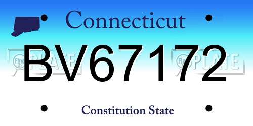 BV67172 Connecticut License Plate
