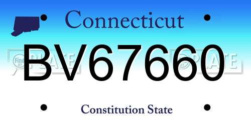 BV67660 Connecticut License Plate