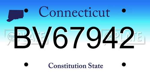 BV67942 Connecticut License Plate