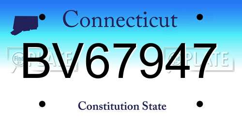 BV67947 Connecticut License Plate