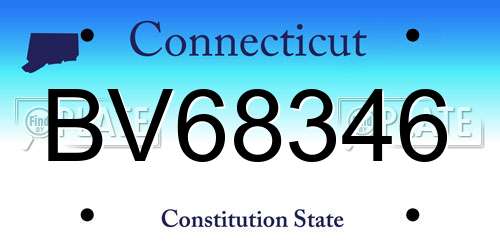 BV68346 Connecticut License Plate