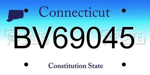 BV69045 Connecticut License Plate