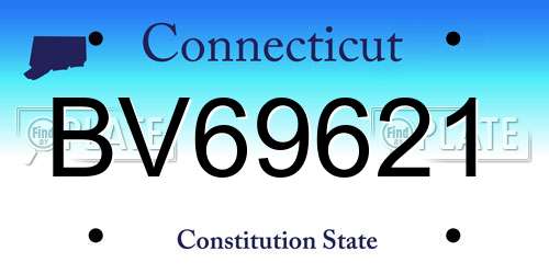 BV69621 Connecticut License Plate