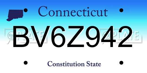 BV6Z942 Connecticut License Plate