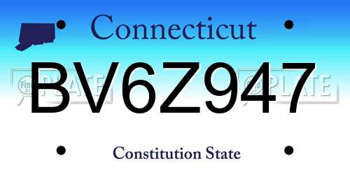 BV6Z947 Connecticut License Plate
