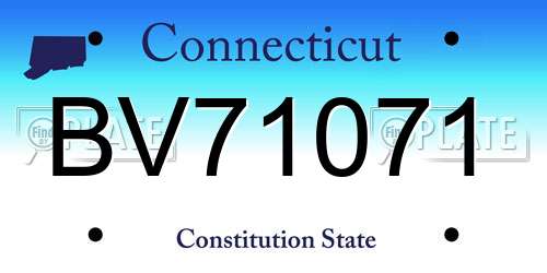 BV71071 Connecticut License Plate