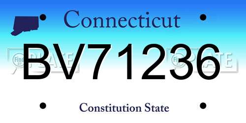 BV71236 Connecticut License Plate