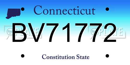 BV71772 Connecticut License Plate