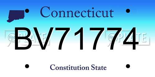 BV71774 Connecticut License Plate