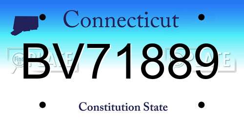 BV71889 Connecticut License Plate
