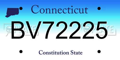 BV72225 Connecticut License Plate