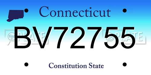 BV72755 Connecticut License Plate
