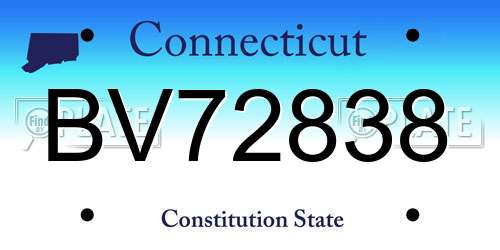 BV72838 Connecticut License Plate