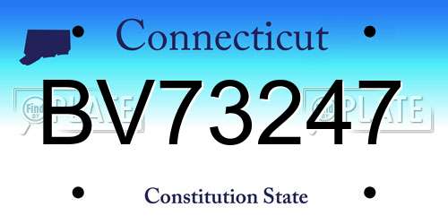 BV73247 Connecticut License Plate