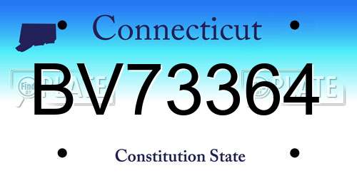 BV73364 Connecticut License Plate