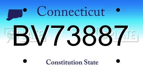 BV73887 Connecticut License Plate