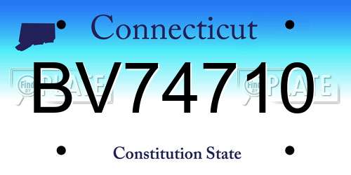 BV74710 Connecticut License Plate