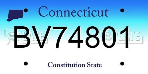 BV74801 Connecticut License Plate