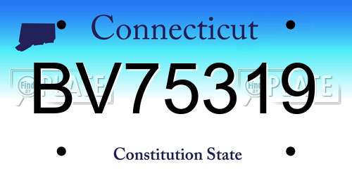 BV75319 Connecticut License Plate