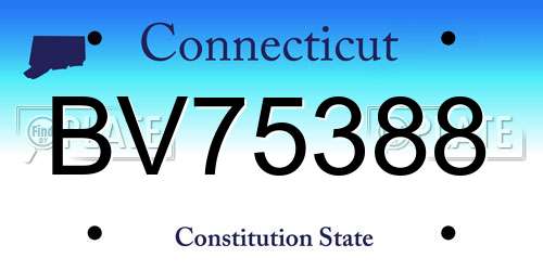 BV75388 Connecticut License Plate
