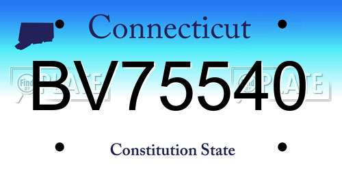 BV75540 Connecticut License Plate