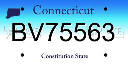 BV75563 Connecticut License Plate