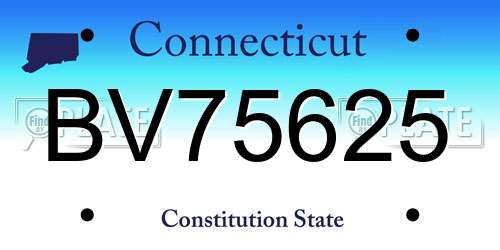 BV75625 Connecticut License Plate