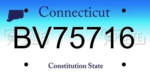 BV75716 Connecticut License Plate