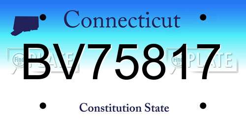 BV75817 Connecticut License Plate