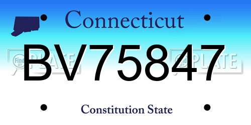 BV75847 Connecticut License Plate