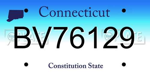 BV76129 Connecticut License Plate
