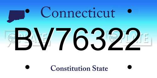 BV76322 Connecticut License Plate