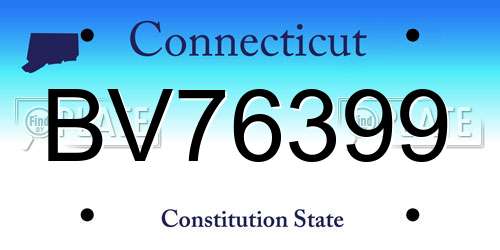 BV76399 Connecticut License Plate