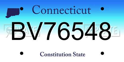 BV76548 Connecticut License Plate