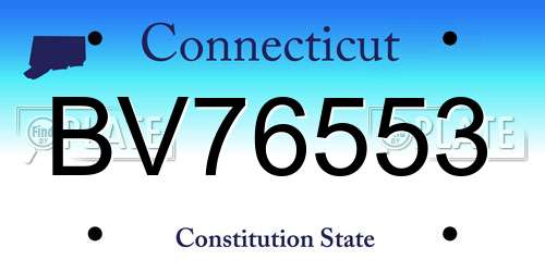 BV76553 Connecticut License Plate