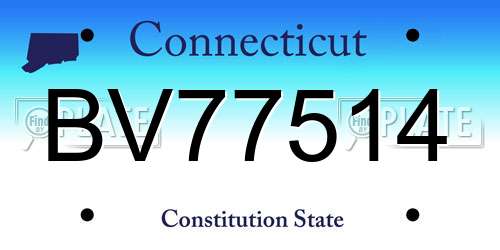 BV77514 Connecticut License Plate