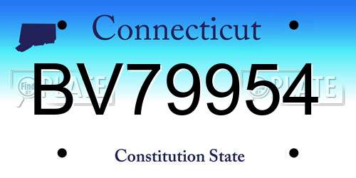 BV79954 Connecticut License Plate