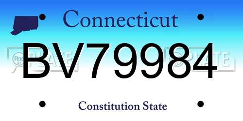 BV79984 Connecticut License Plate