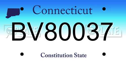 BV80037 Connecticut License Plate