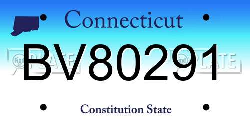 BV80291 Connecticut License Plate